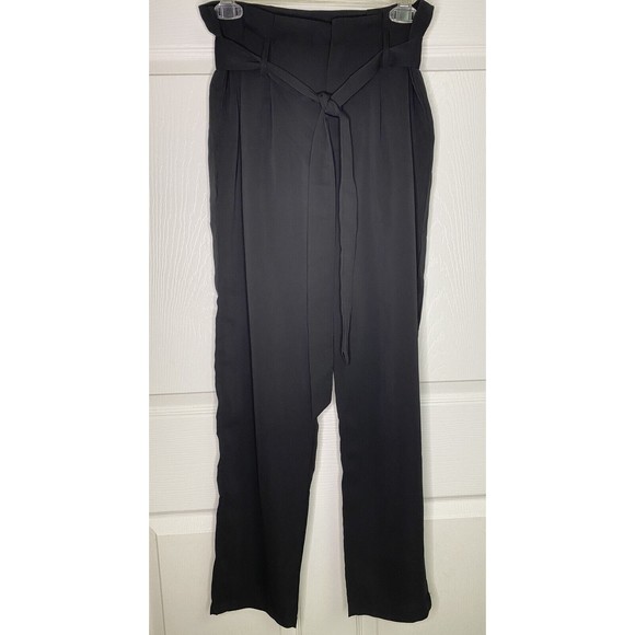 Venti6 Pants Black Size Medium Belted Elastic Waist Palazzo See Measurements - Picture 1 of 9
